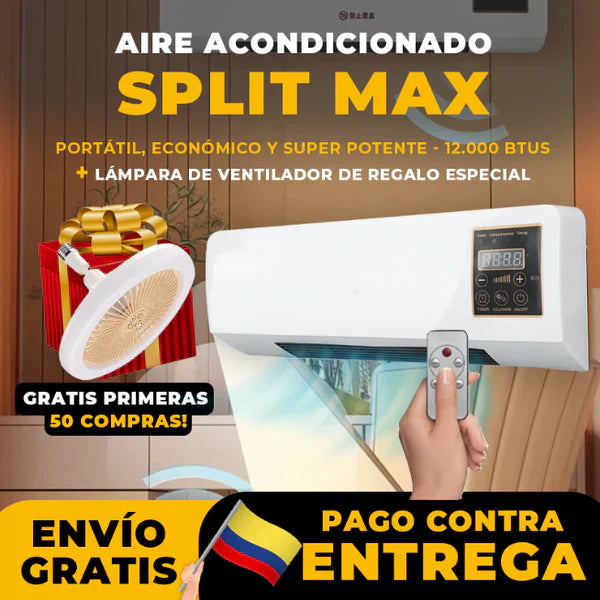 BLACK FRIDAY 50% DE DESCUENTO ˜ AIRE ACONDICIONADO PORTÁTIL SPLITMAX + 🎁 REGALO LÁMPARA DE VENTILADOR