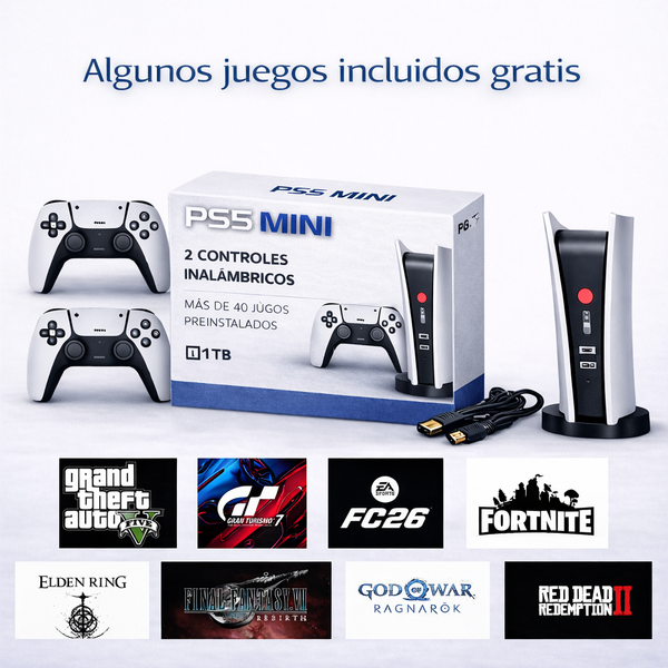 PS5 Mini 1 TB + 2 controles inalámbricos y más de 40 juegos incluidos gratis🎮